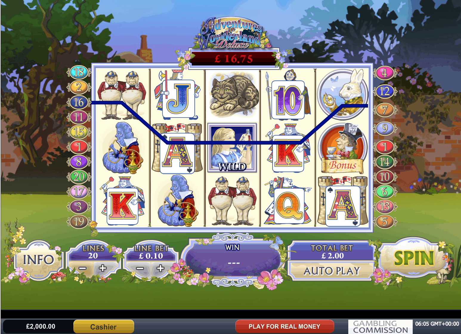 Adventures in Wonderland Slots Screen