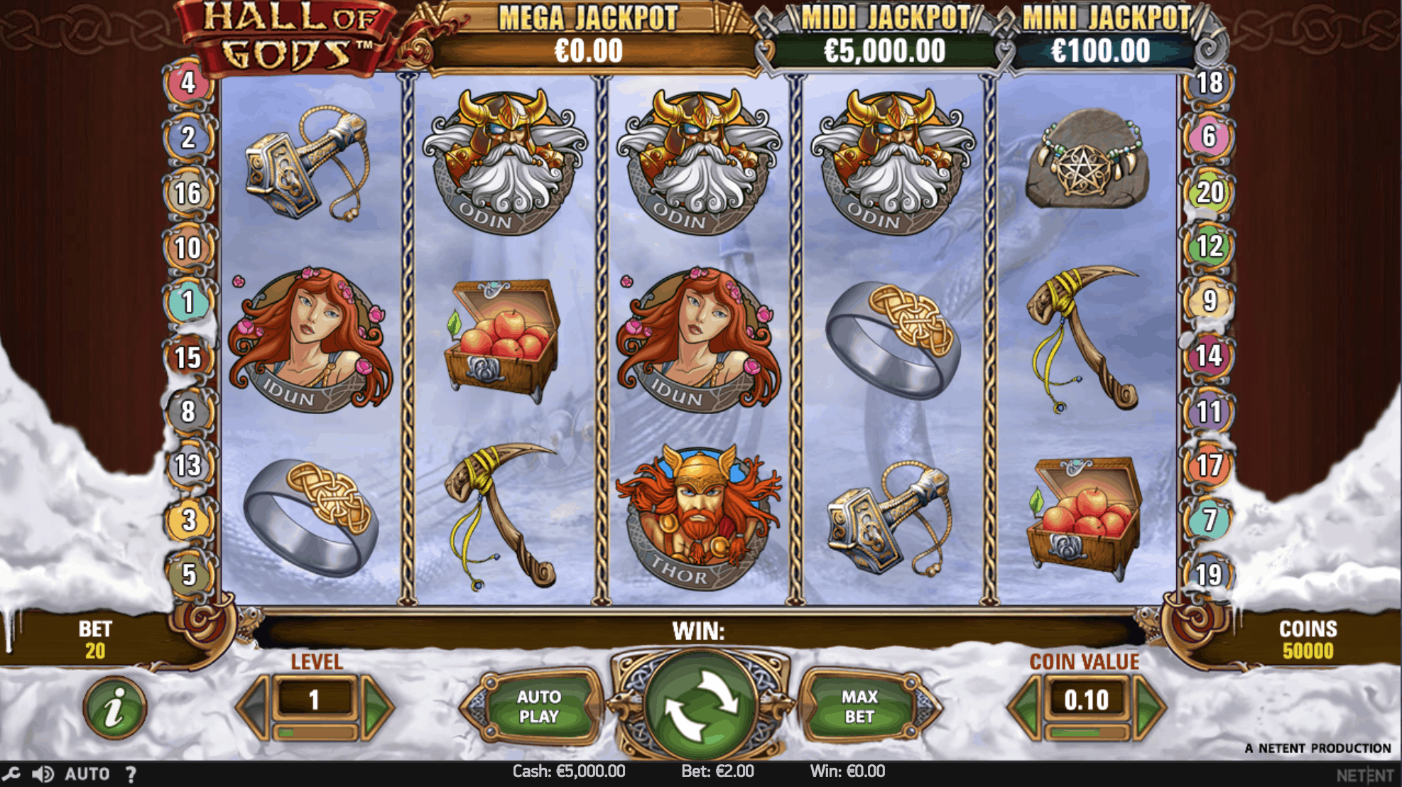 Hall of Gods Slot Review Screen