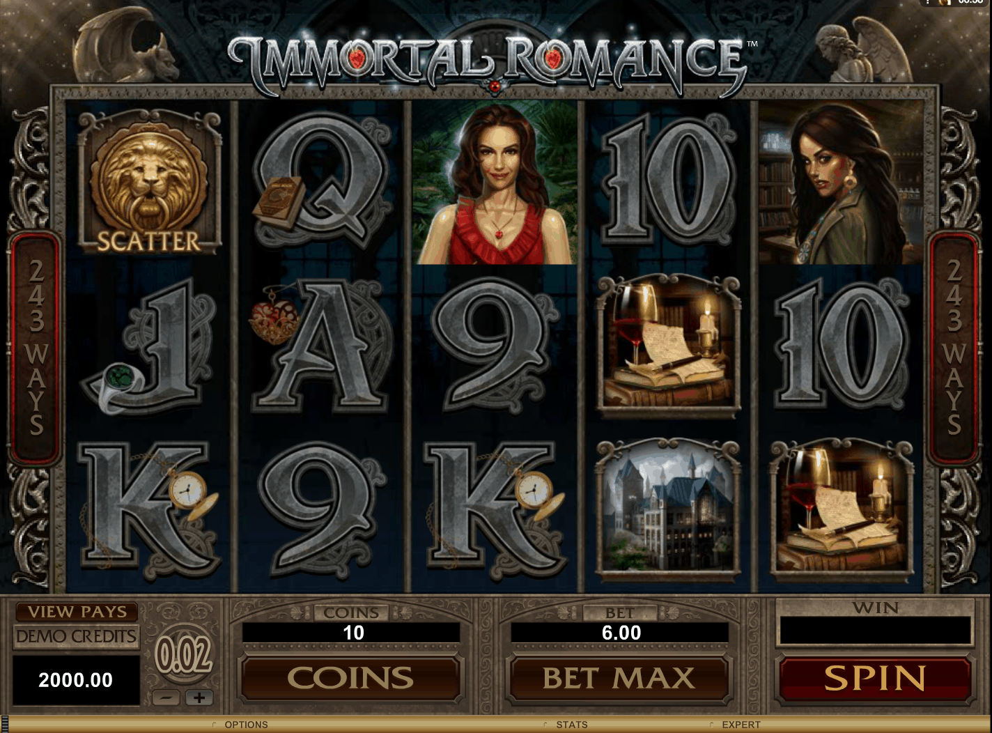 Immortal Romance Slot UK Screen