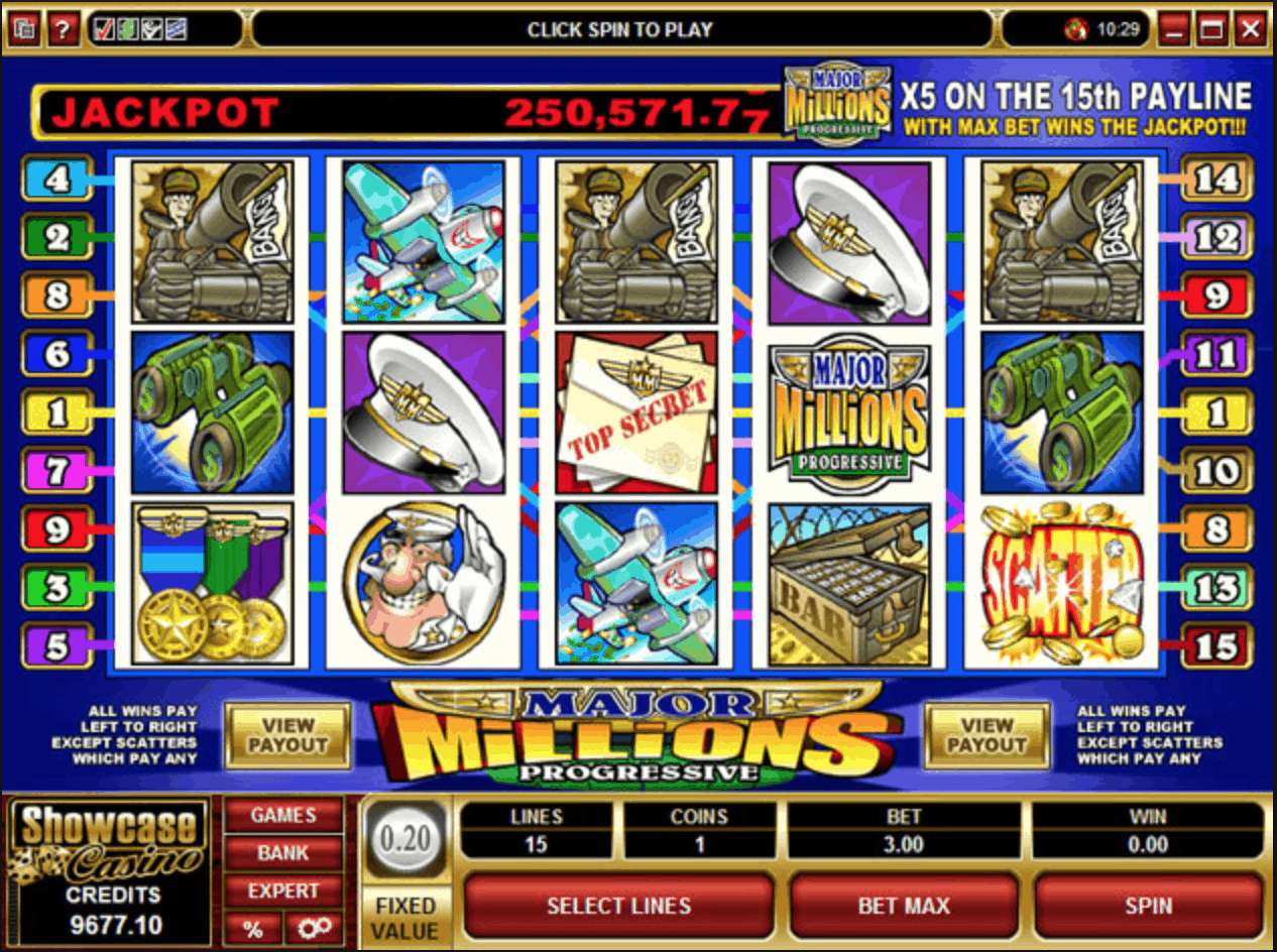 Major Millions Slot Screen