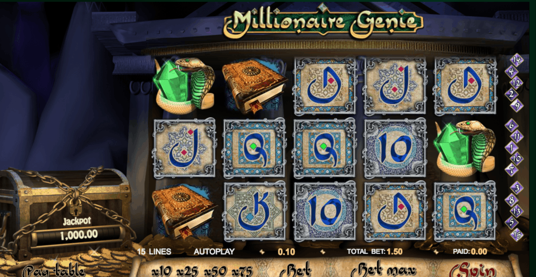 Millionaire Genie Slot Screen