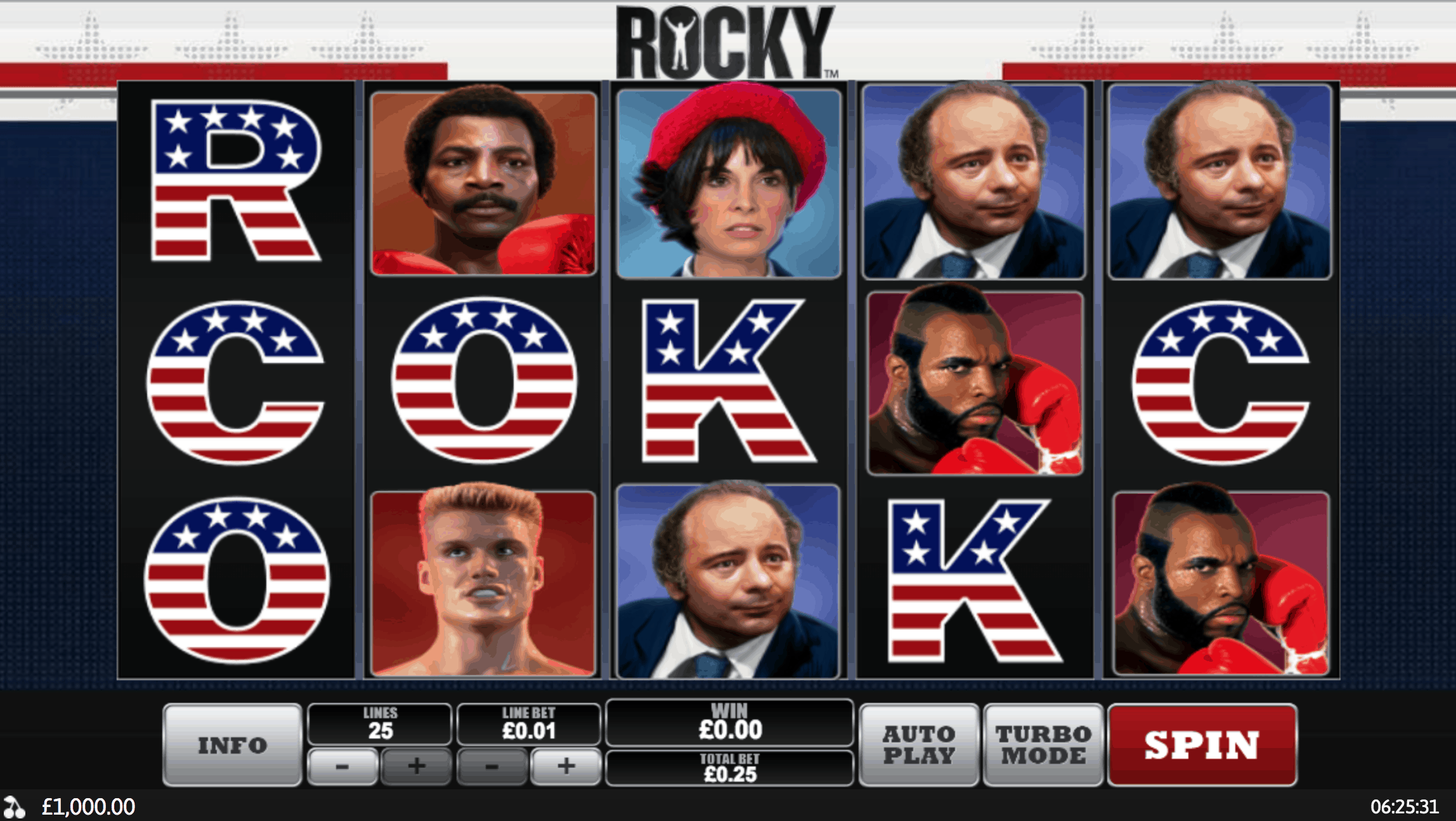 Rocky Slot Machine Screen