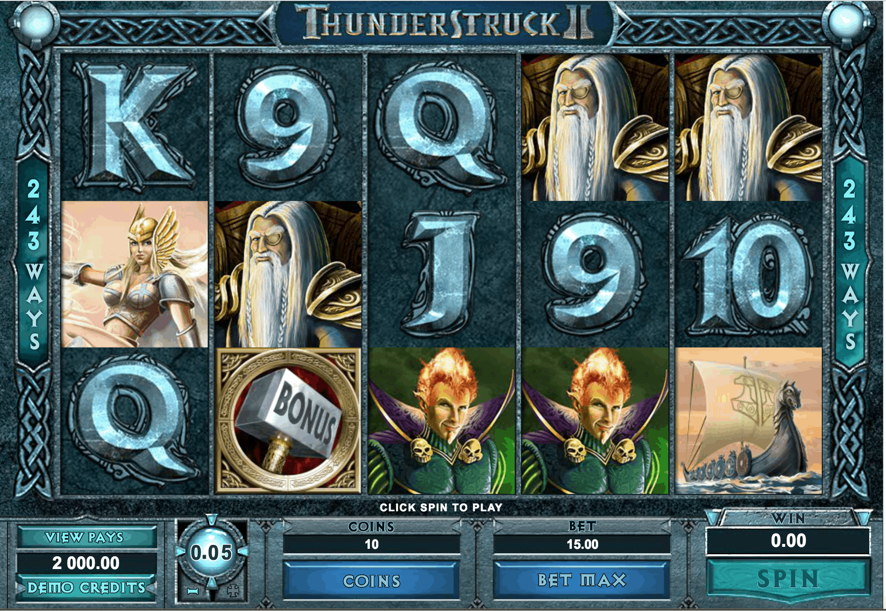 Thunderstruck 2 RTP Screen